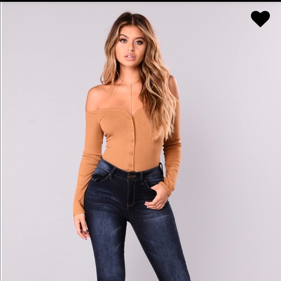 Off Shoulder Bodysuit - Mustard - Picture 3 of 9